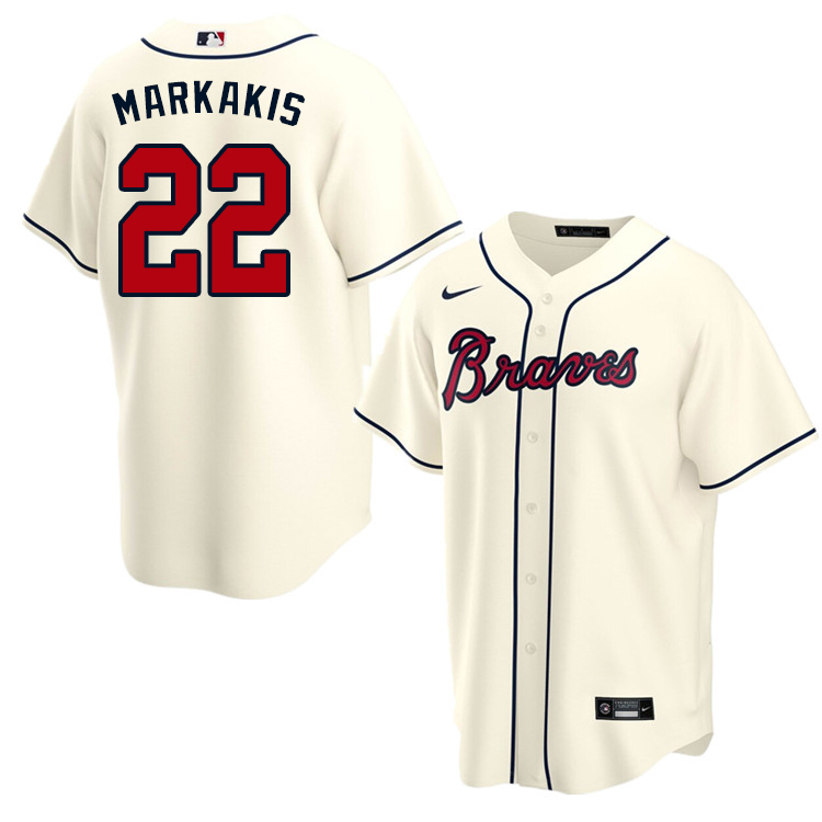 Nike Men #22 Nick Markakis Atlanta Braves Baseball Jerseys Sale-Cream